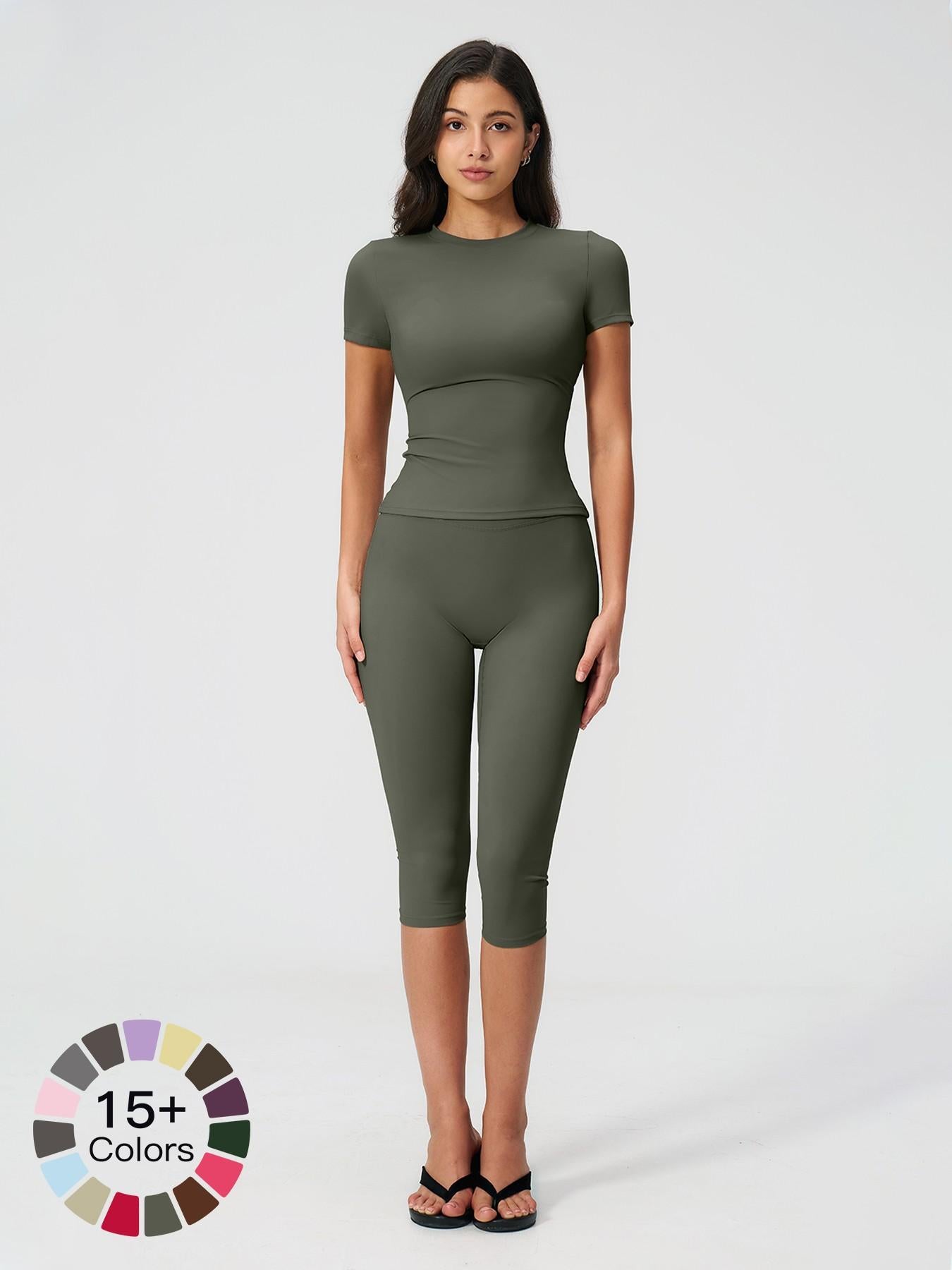 Sculpt Comfort Yoga Set – Buttery-Soft, Breathable Capris, Built for Motion for All Seasons