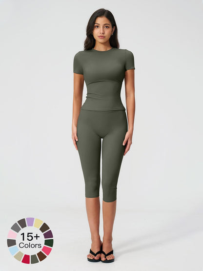 Sculpt Comfort Yoga Set – Buttery-Soft, Breathable Capris, Built for Motion for All Seasons