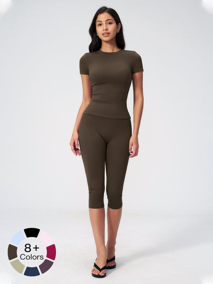 Sculpt Comfort Yoga Set – Buttery-Soft, Breathable Capris, Built for Motion for All Seasons