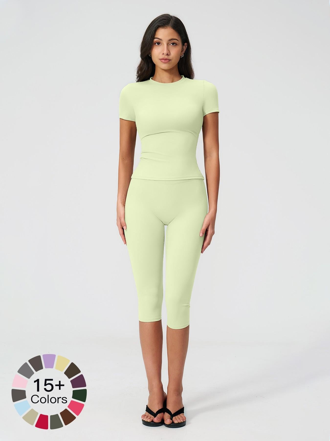 Sculpt Comfort Yoga Set – Buttery-Soft, Breathable Capris, Built for Motion for All Seasons