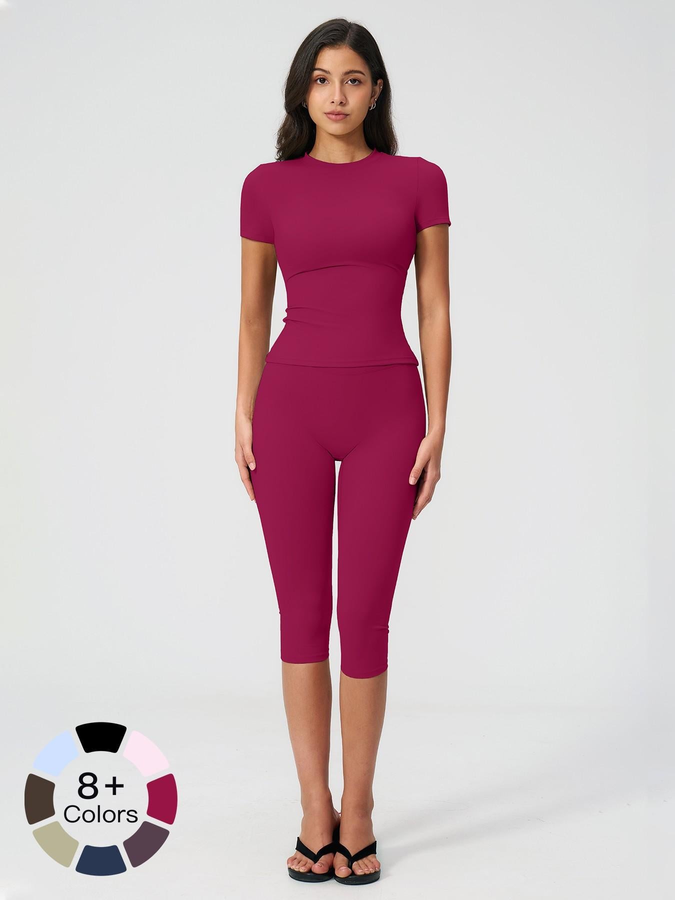 Sculpt Comfort Yoga Set – Buttery-Soft, Breathable Capris, Built for Motion for All Seasons