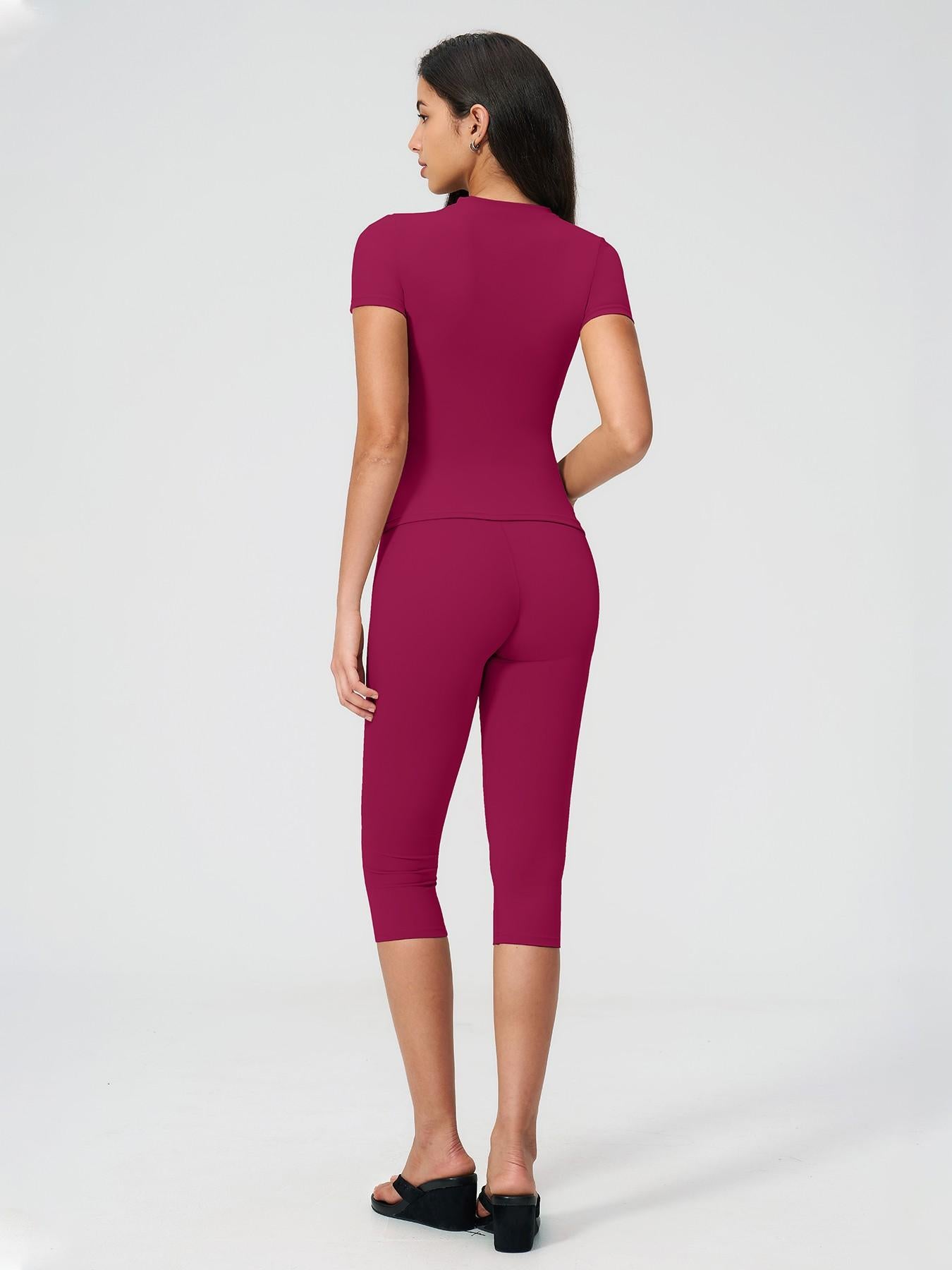 Sculpt Comfort Yoga Set – Buttery-Soft, Breathable Capris, Built for Motion for All Seasons