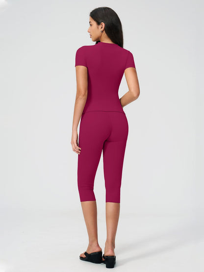 Sculpt Comfort Yoga Set – Buttery-Soft, Breathable Capris, Built for Motion for All Seasons